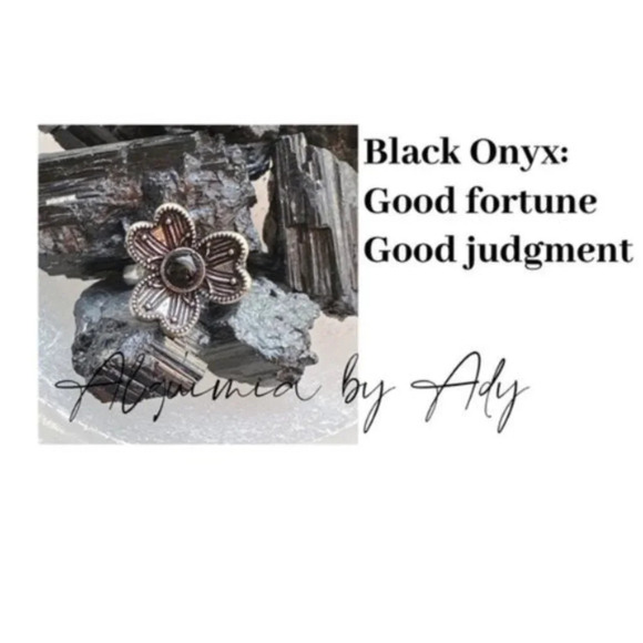 Cluster black onyx pendant 925 silver necklace - Picture 3 of 5